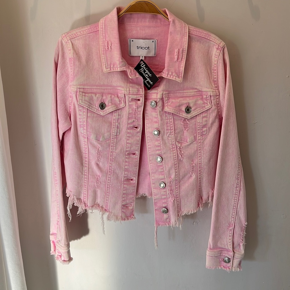 Tricot acid pink denim jacket